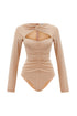 Neck And Chest Detailed Snap Crotch Body With Long Sleeves